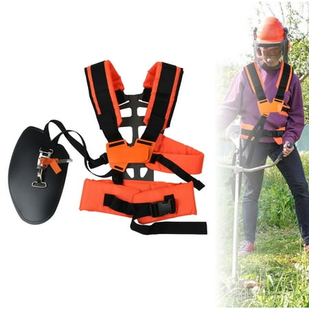 Trimmer Shoulder Strap, Padded Belt Double Trimmer Carrying Strap, Adjustable Easy Release Brush Cutter Harness Shoulder for Lawn Mowers(Orange)