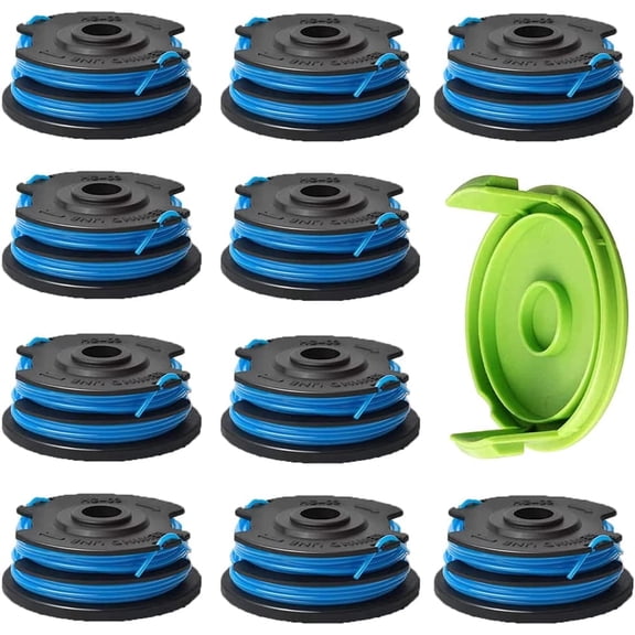 Trimmer Spool 0.065" Dual Line 27ft Compatible with Greenworks 21212 21272 Models 29082 29242 Auto Feed (10 Spools + 1 Cap)