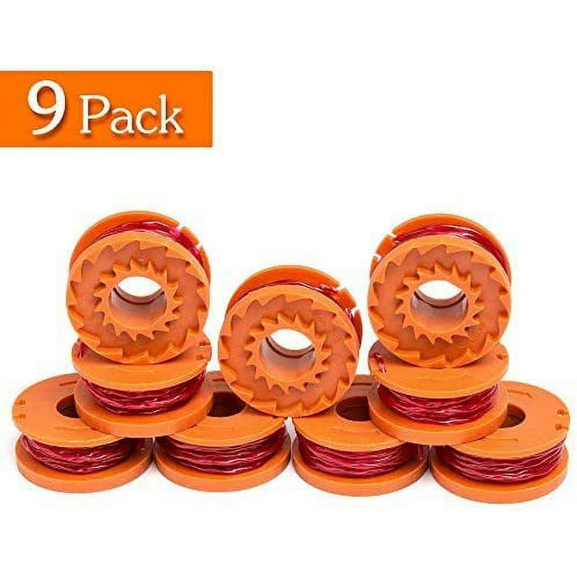 Trimmer Spool Line for Worx, (9 PCS) Edger Spool Compatible with Worx trimmer spools Weed Eater String,Trimmer Line Refills 0.065 inch for Electric String Trimmers