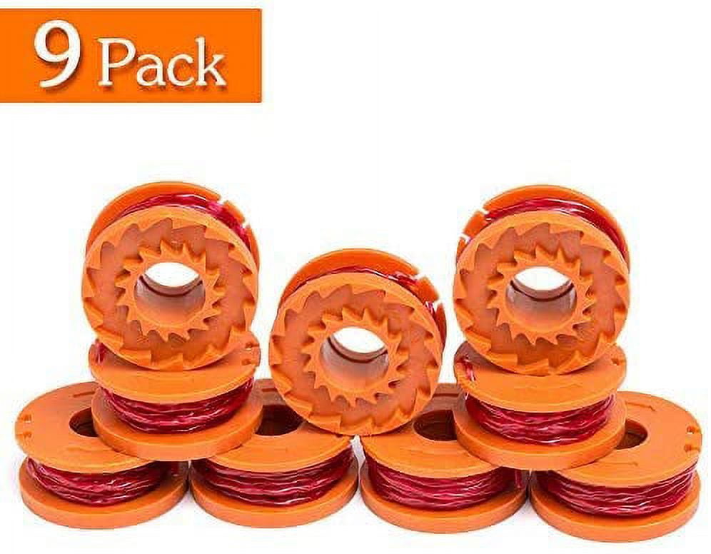 String Refills Trimmer Spool Line for Worx, (9 PCS) Edger Spool Compatible with Worx ...