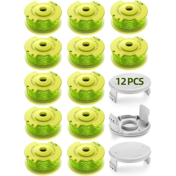 Trimmer String for Ryobi One Plus+ AC80RL3,11 FT/0.080-Inch,Spool Replacement Compatible with Ryobi 18v, 24v, and 40v Cordless Trimmers (9 Pack Trimmer Line & 2 Pack Trimmer Cap)