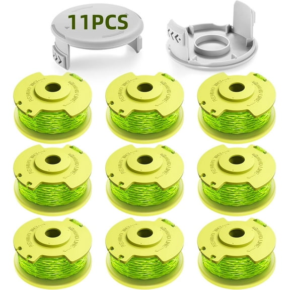 Trimmer String for Ryobi One Plus+ AC80RL3,11 FT/0.080-Inch,Spool Replacement Compatible with Ryobi 18v, 24v, and 40v Cordless Trimmers (9 Pack Trimmer Line & 2 Pack Trimmer Cap)
