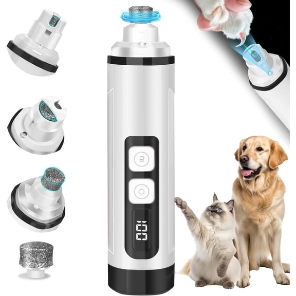 Trimmers Ultra Quiet Electric Pet Clippers Clipper with Led Lights High Speed File Electric Clippers for Small, Medium,Large Dogs and Cats (white)