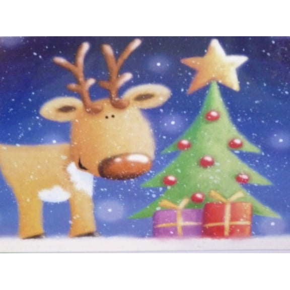 Trimmery Bright Blue Reindeer Christmas Cards