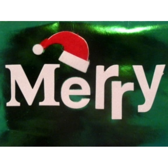 Trimmery Shiny Green Merry Christmas Cards Holiday Xmas Santa Hat