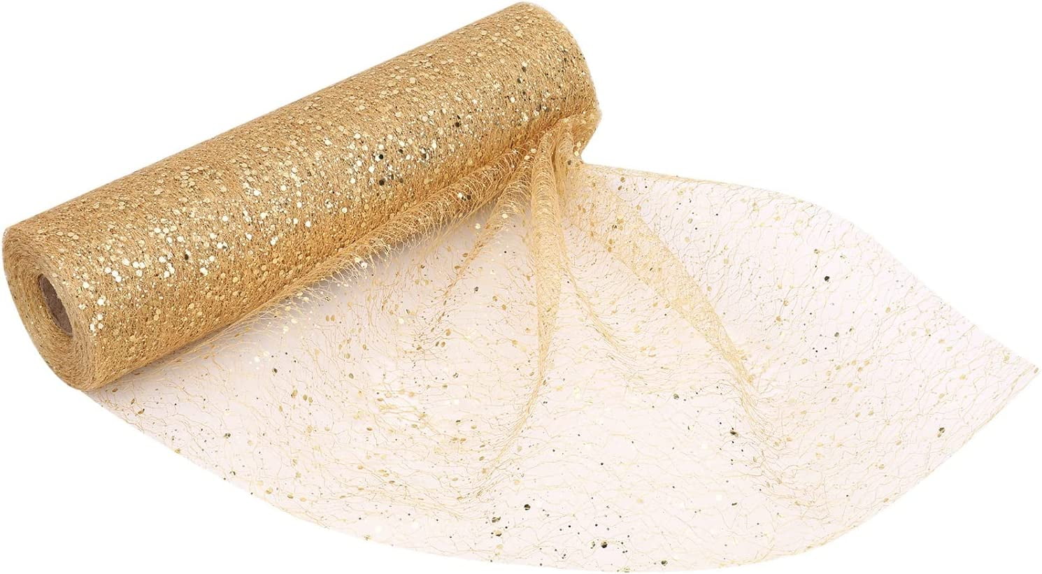 Trimming Shop 11 Inch x 27 Yards Gold Tulle Roll Sparkle Sequin Glitter  Mesh Fabric for DIY Tutu Skirt 