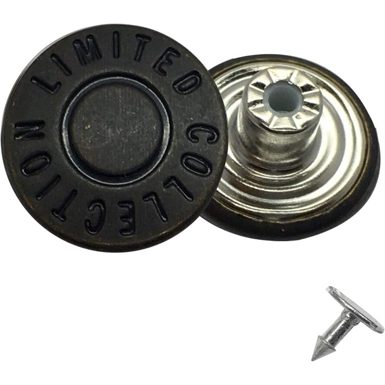 Trimming Shop 17mm Brass Jeans Button Hammer on with Aluminium Back Pin  (Black Limited, 100pcs)