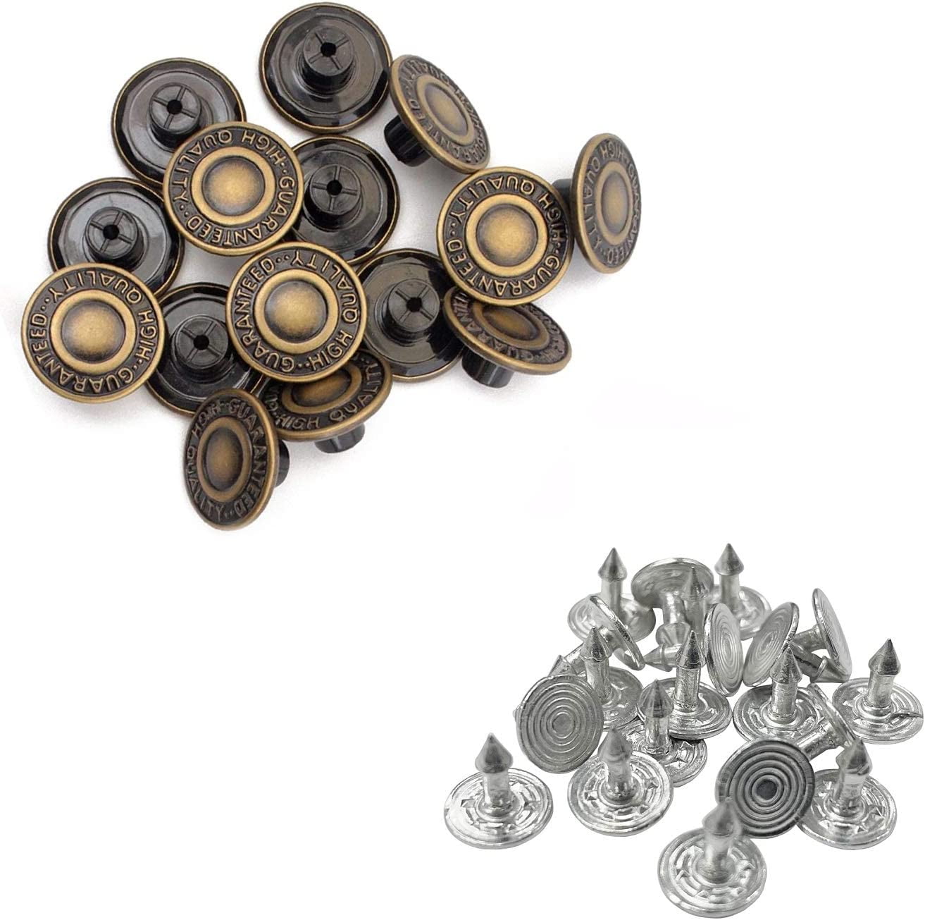 10 Metal Buttons, Wear Jeans, Replacement, 17mm, No Sew Tack Button, Bronze  Tone Metal, Jean Jacket Button, Sewing Supply, Denim Repair 