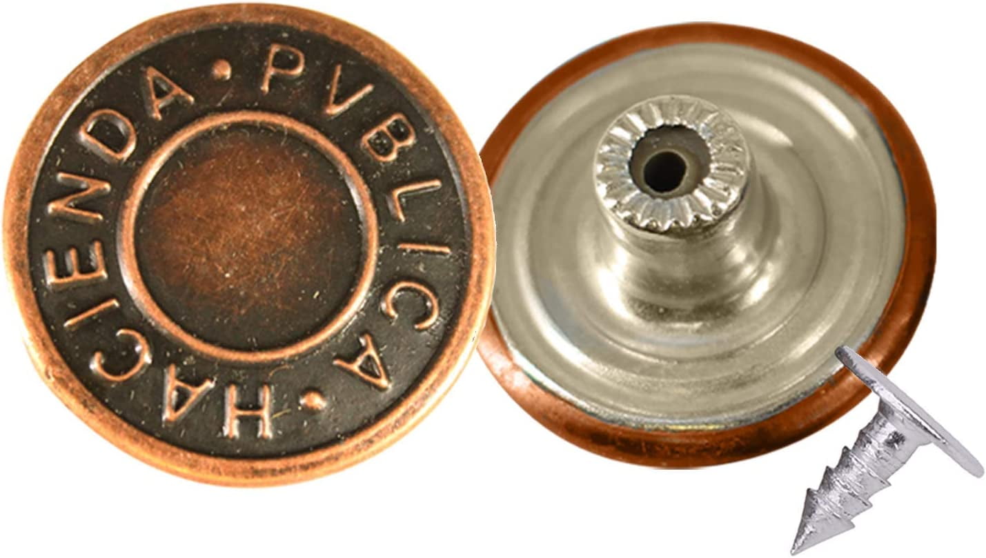 Trimming Shop 19mm Replacement Jean Buttons No Sew Buttons with Back Pins Rivet, Antique, 100pcs