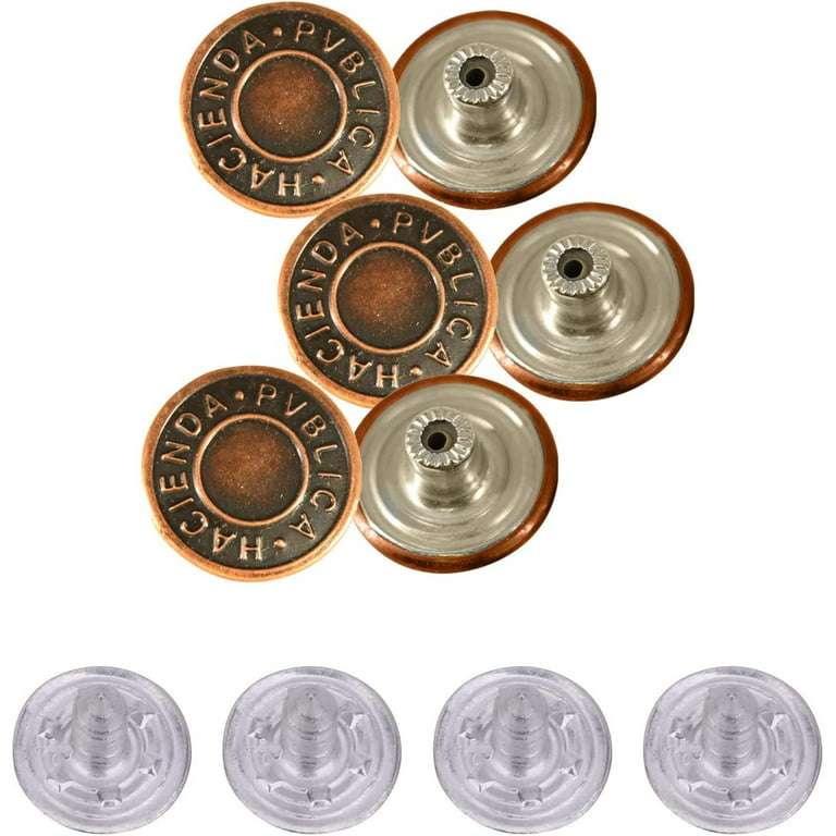 Trimming Shop 19mm Replacement Jean Buttons No Sew Buttons with Back Pins  Rivet, Antique, 50pcs