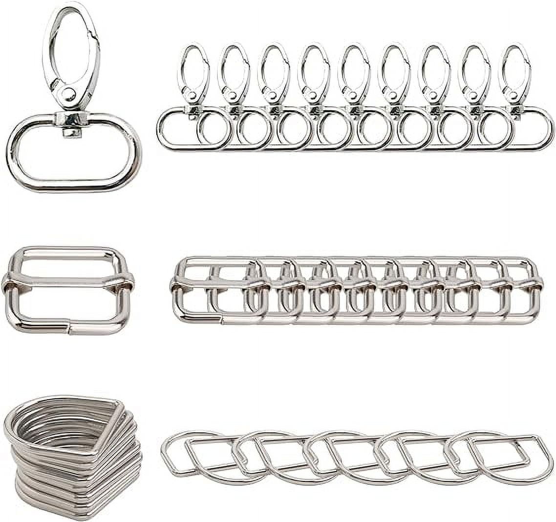 Trimming Shop 30pcs Metal D Rings Swivel Snap Hooks TriGlide Slide