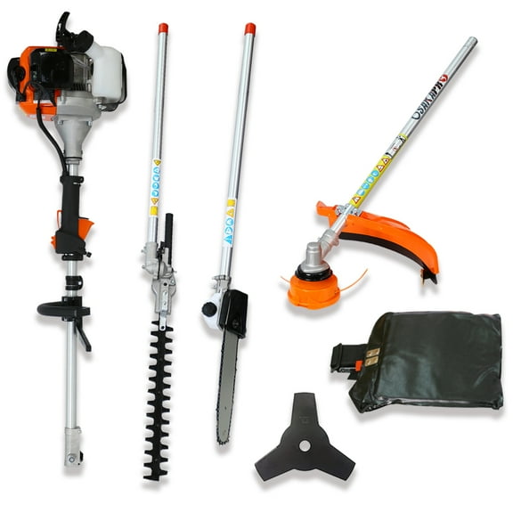 Trimming Tool with String Trimmer Brush Cutter Pole Saw, Full Crank Shaft Design Garden Trimmer Tool