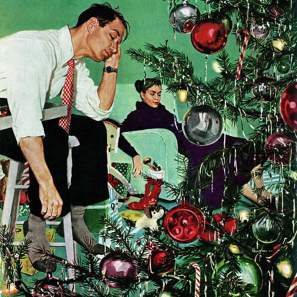 "Trimming the Tree" by George Hughes Painting Print on Canvas
