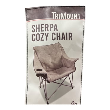 Trimount Sherpa Cozy Foldable Camping Chair with Cup Holder, Black/Cream