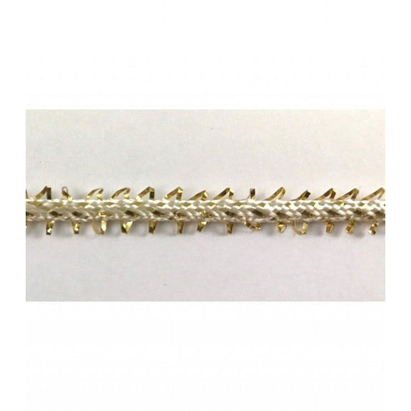 Trimplace 1/4" Ecru/Gold Metallic Pico Edge Braid