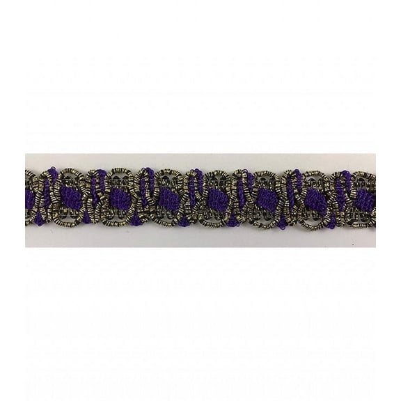 Trimplace 1 inch Circle Gimp Trim Purple/Gold Metallic - 9 Yards