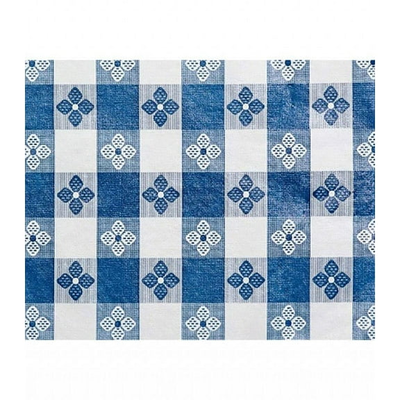 Trimplace (BLUE) 54 Inch Vinyl Tavern Check Fabric With Non Woven Flannel Back