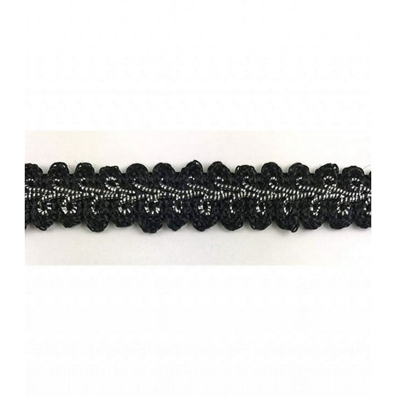 Trimplace Gimp Braid Trim 5/8 Inch Black/ Silver Metallic