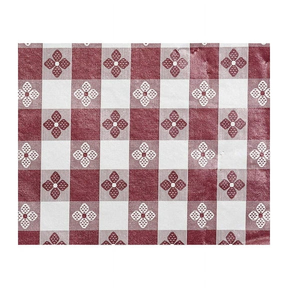 Trimplace (MAROON) 54 Inch Vinyl Tavern Check Fabric With Non Woven Flannel Back