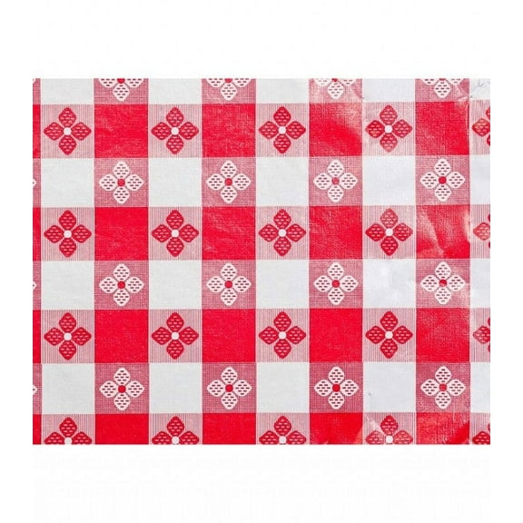 Trimplace (RED) 54 Inch Vinyl Tavern Check Fabric With Non Woven Flannel Back