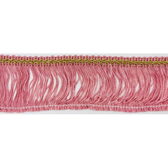 Trimplace Rose 2-1/2" Chainette Fringe with Gold Gimp Header