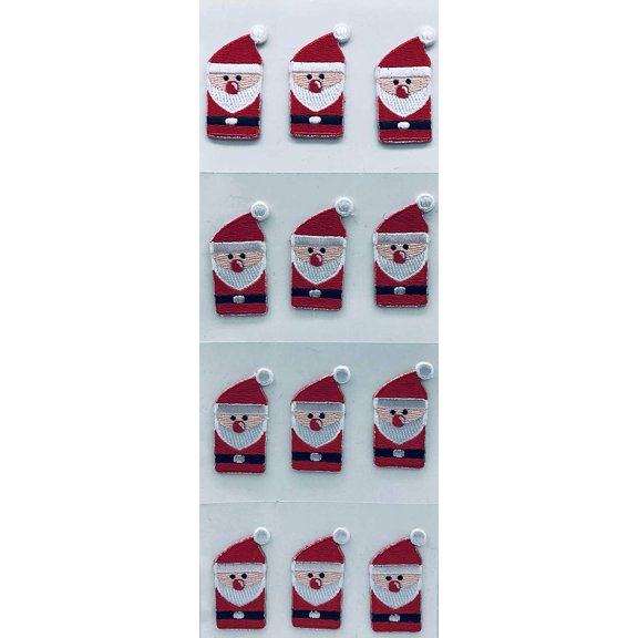 Trimplace Santa Press-ON Applique- 1 inch x 1-3/4 inch - 12 Pieces