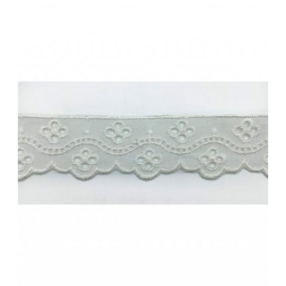 Trimplace White 1 1/8 Inch Eyelet Edge with Faggotting