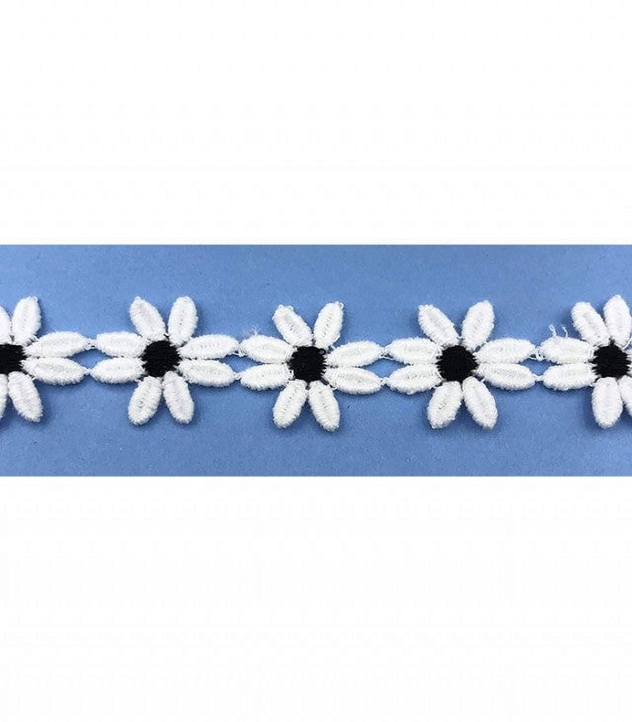 Trimplace White/Black 1" Daisy Venice Lace