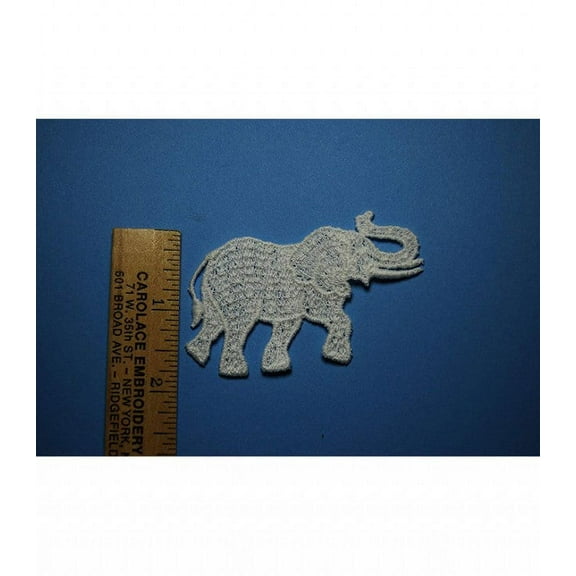 Trimplace White Venice Lace Elephant Applique - 100% Cotton Vintage 2" High x 3" Wide