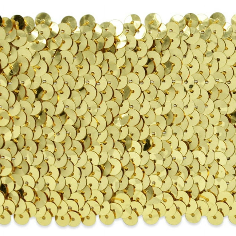 Trims by the Yard 8-Row Sequin Stretch Trim, 2 3/4-Inch Versatile Sequins  for Crafts, Durable Sequin Trim for Costumes, Fashion, and Home Decor,  5-Yard Cut, Gold 