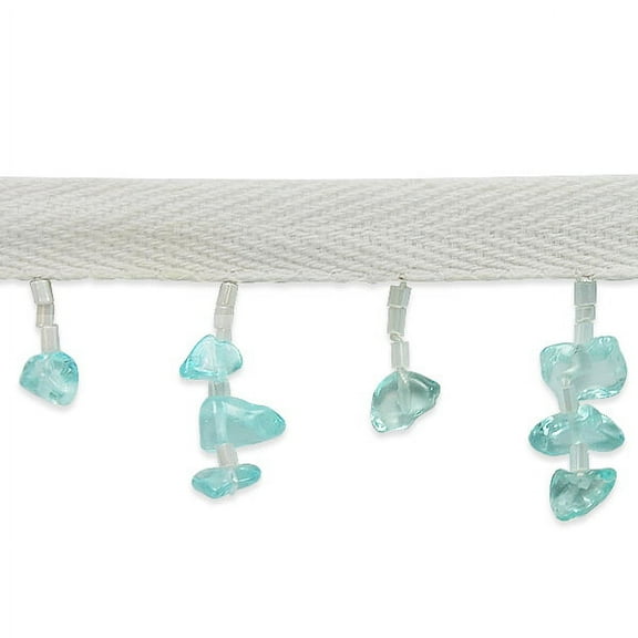 Trims by the Yard Sea Glass Chip Bead Fringe Aqua Blue