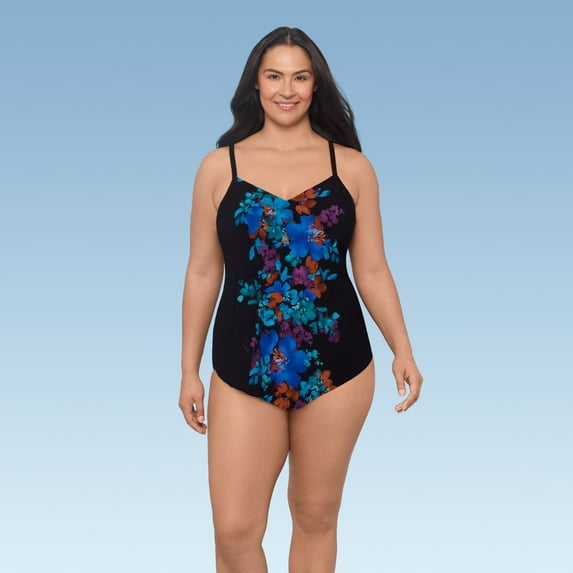 Women's Plus Size Hank Handkerchief Hem Tankini Swimsuit Top