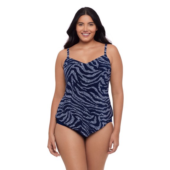 Women's Plus Size Hank Handkerchief Hem Tankini Swimsuit Top