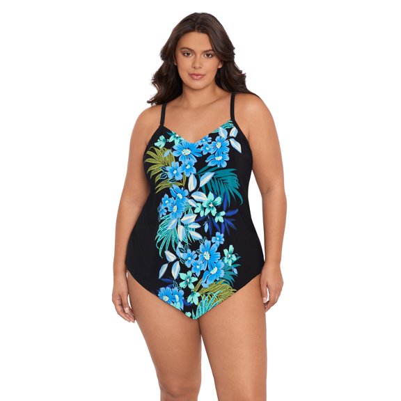 Women's Plus Size Hank Handkerchief Hem Tankini Swimsuit Top