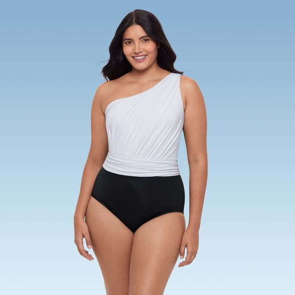 Women's Heather Tummy Control One Shoulder One-Piece Swimsuit