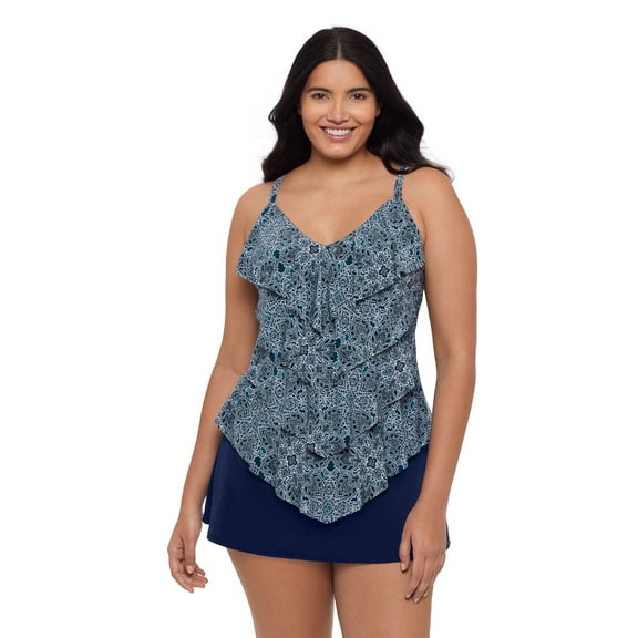 Women's Plus Size Lena 4 Tier Ruffle Tankini Swimsuit Top