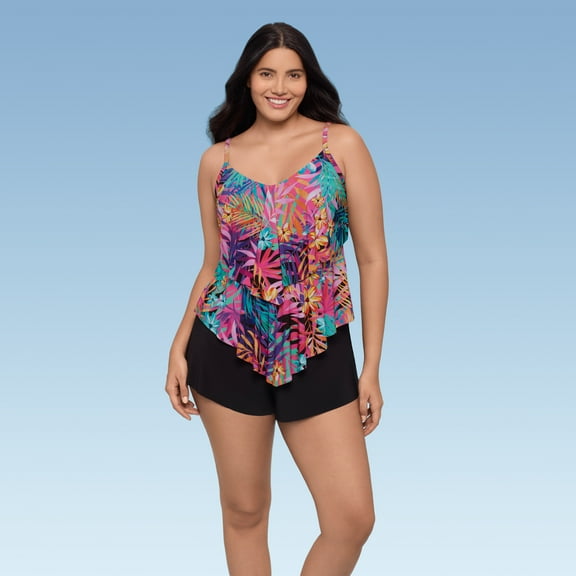 Women's Ronnie 2 Tier Ruffle Tankini Swimsuit Top