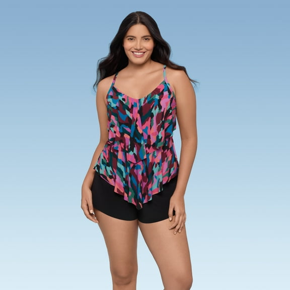 Women's Ronnie 2 Tier Ruffle Tankini Swimsuit Top
