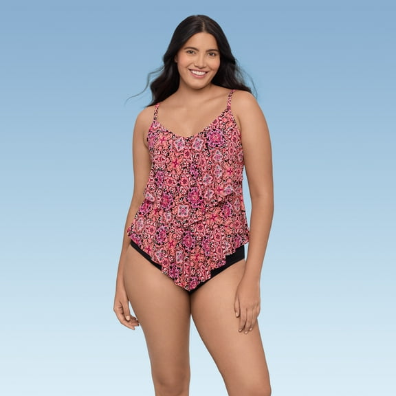 Women's Ronnie 2 Tier Ruffle Tankini Swimsuit Top