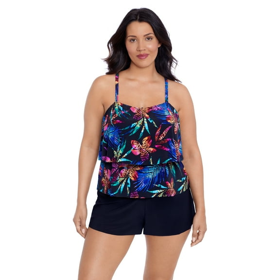 Women's Roxy Tummy Control 2 Tier Swimsuit Romper