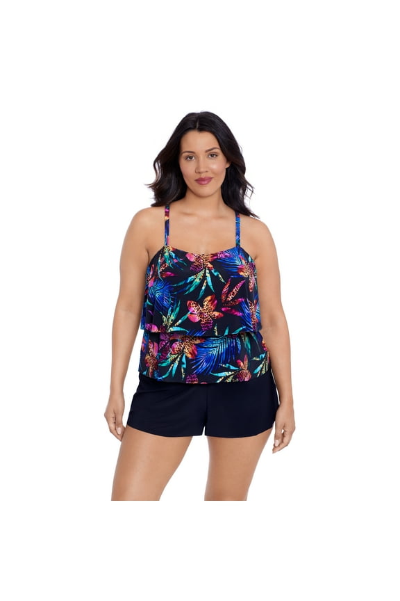 Women's Roxy Tummy Control 2 Tier Swimsuit Romper