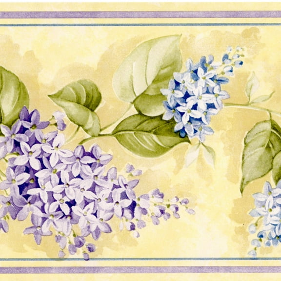 Trimz Blue Lavender Hydrangea Floral Wallpaper Border - Garden Floral Wall Dcor, 15' L x 5.25"W