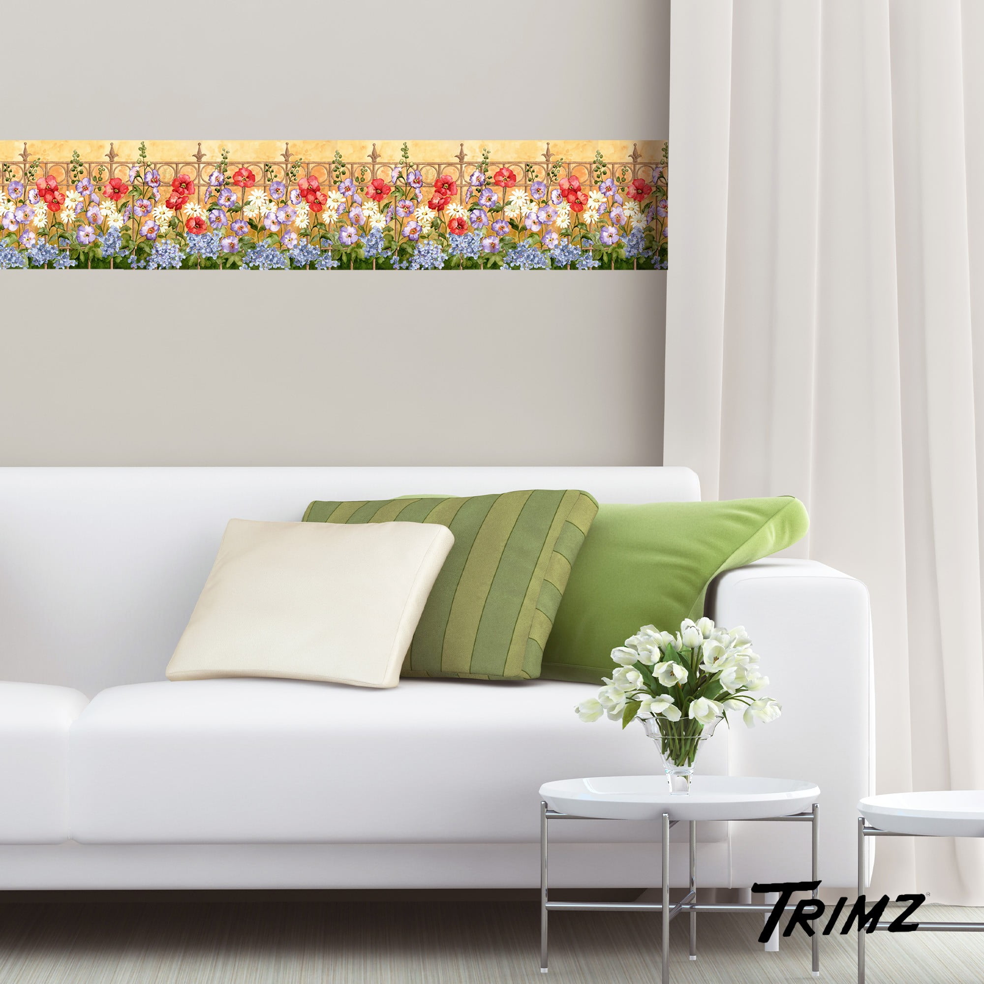 Trimz Cottage Garden Wallpaper Border - Floral Border Wall Decor ...
