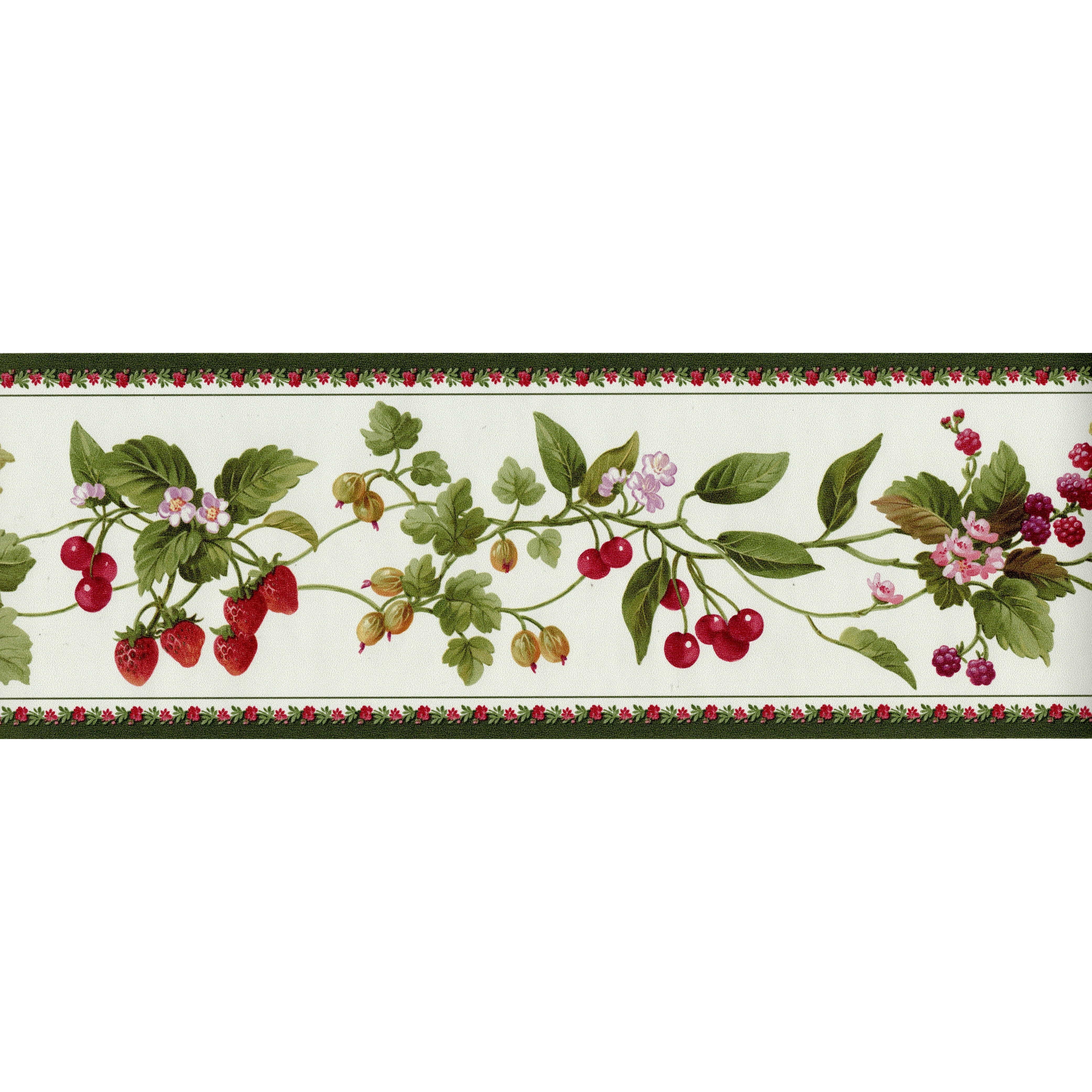 Trimz Floral and Berry Wallpaper Border Ivy Leaf and Fruits Design