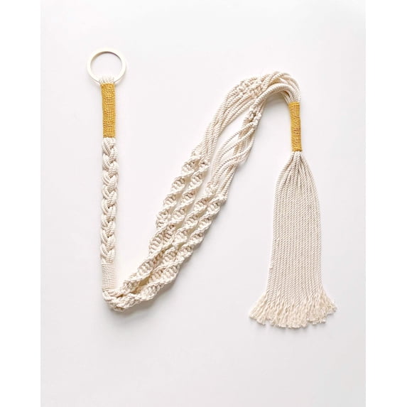 PILLOWPIA Trina Macrame Plant Hanger, Ochre – 100% Cotton Rope, 55" Length, Holds Up to 10" Planter, 1-Pack Indoor/Outdoor Hanging Holder