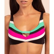 Trina Turk BLACK MULTI Mod Colorblock Keyhole Bikini Swim Top, US 4