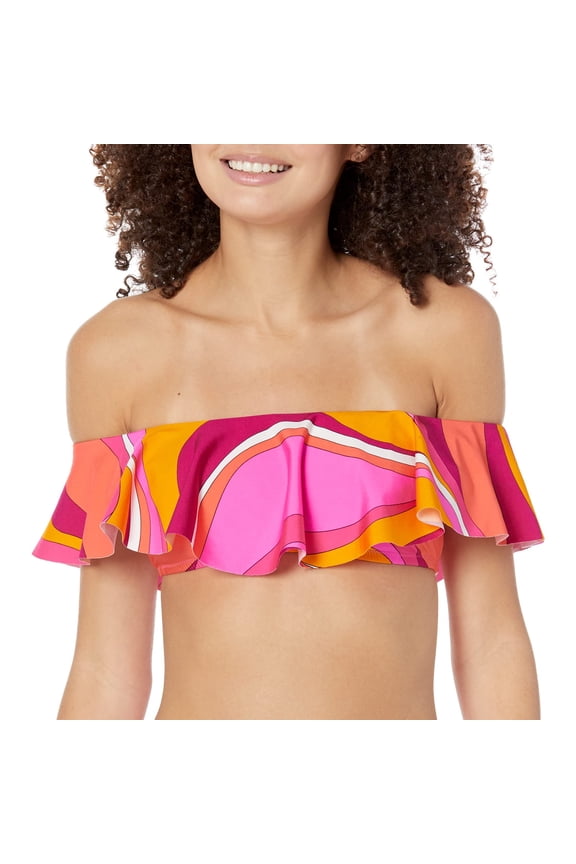 Women's Ruffled Off Shoulder Bikini Top Multi 6