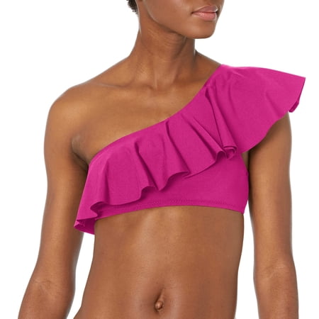 Trina Turk Women's Standard Atlas One Shoulder Ruffle Bandeau, Orchid, 6