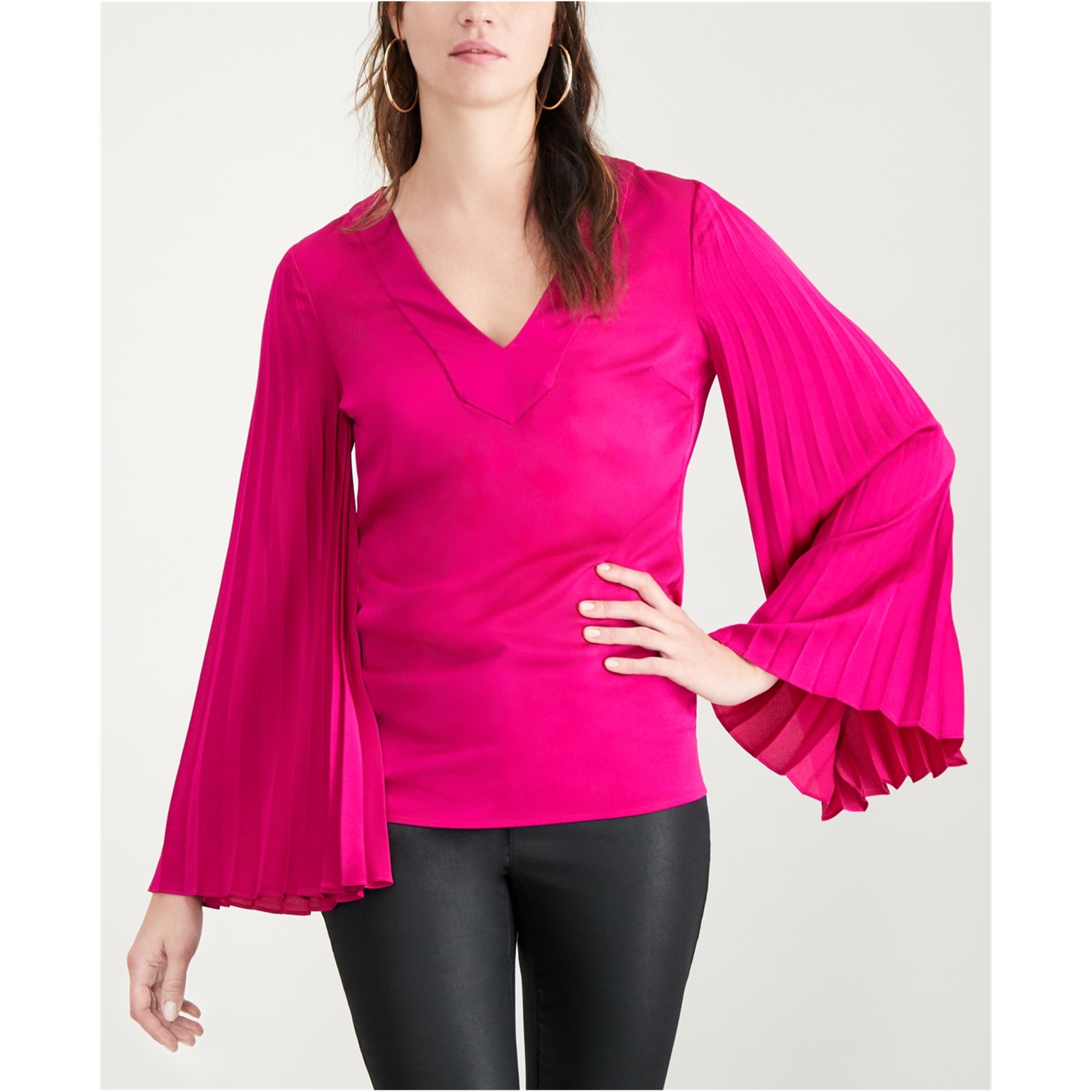 Trina Turk Womens Almande Pleated Sleeve Pullover Blouse, Pink, X-Small - image 1 of 1