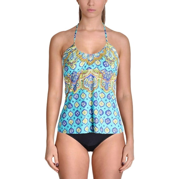Trina Turk Womens Halter Tankini Swim Top Separates Blue 6